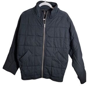 Quince Organic Cotton Quilted Cotton Zip Up Jacket in Black Size XS